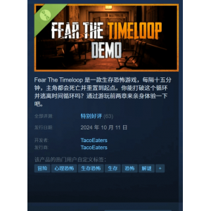 恐怖新作《Fear the Timeloop》试玩版Steam特别好评！每15分钟就会死亡！